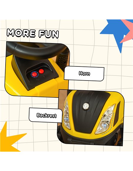 HOMCOM Compatible Baby Toddler Sliding Car NEW HOLLAND Licensed Foot to Floor Slider w/ Horn Storage Big Steering Wheel for 12-3 - pic 57289 | FastDaddyshop