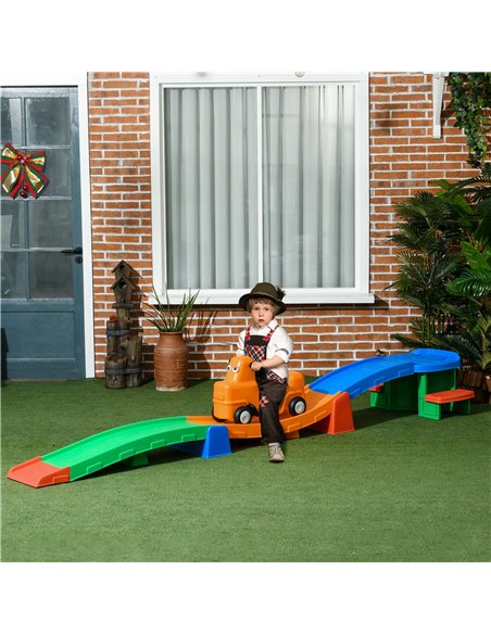 AIYAPLAY 3m Up and Down Roller Coaster for Kids, 4 Pcs Toddler Roller Coaster Ride-on w/ Non-slip Steps, Sliding Car w/ Handles, - pic 57294 | FastDaddyshop