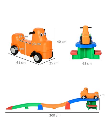AIYAPLAY 3m Up and Down Roller Coaster for Kids, 4 Pcs Toddler Roller Coaster Ride-on w/ Non-slip Steps, Sliding Car w/ Handles, - pic 57295 | FastDaddyshop