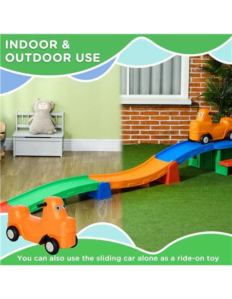 AIYAPLAY 3m Up and Down Roller Coaster for Kids, 4 Pcs Toddler Roller Coaster Ride-on w/ Non-slip Steps, Sliding Car w/ Handles, - pic 57298 | FastDaddyshop