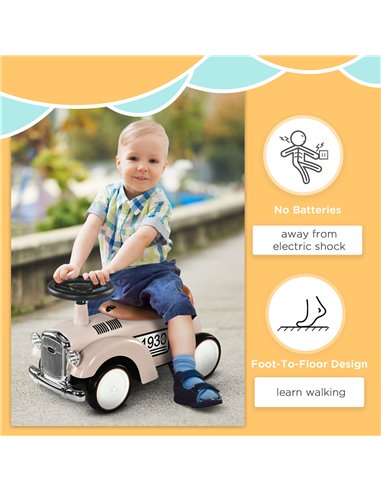 AIYAPLAY Foot To Floor Slider for Toddlers with Under Seat Storage Ride on Sliding Car with Horn Aged 12-36 Months Cream White 3