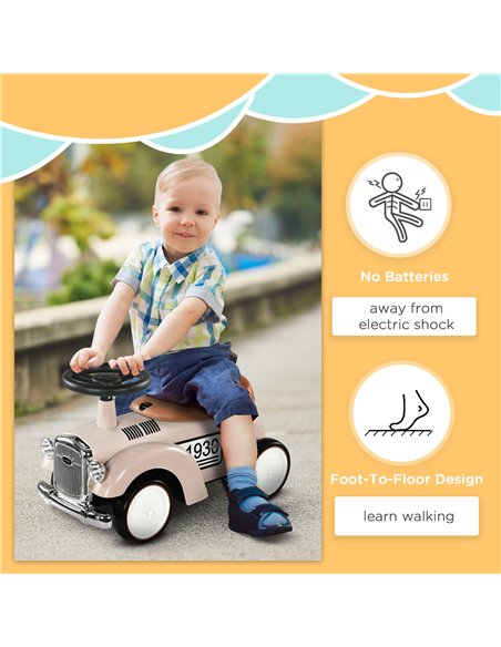AIYAPLAY Foot To Floor Slider for Toddlers with Under Seat Storage Ride on Sliding Car with Horn Aged 12-36 Months Cream White 3 - pic 57308 | FastDaddyshop