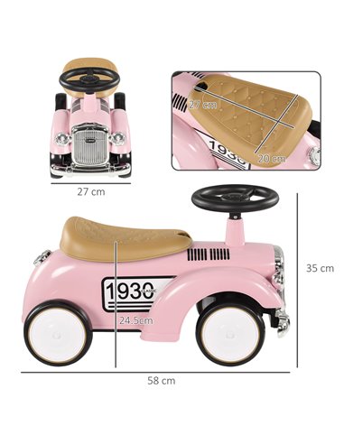 AIYAPLAY Foot To Floor Slider for Toddlers with Under Seat Storage Ride on Sliding Car with Horn Aged 12-36 Months Pink 370-302V