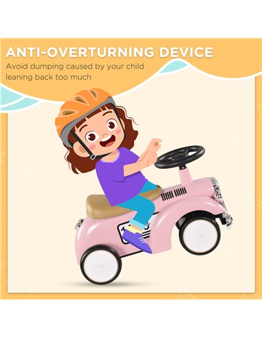 AIYAPLAY Foot To Floor Slider for Toddlers with Under Seat Storage Ride on Sliding Car with Horn Aged 12-36 Months Pink 370-302V