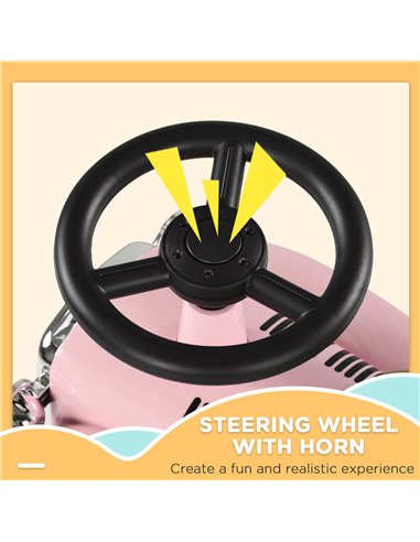 AIYAPLAY Foot To Floor Slider for Toddlers with Under Seat Storage Ride on Sliding Car with Horn Aged 12-36 Months Pink 370-302V