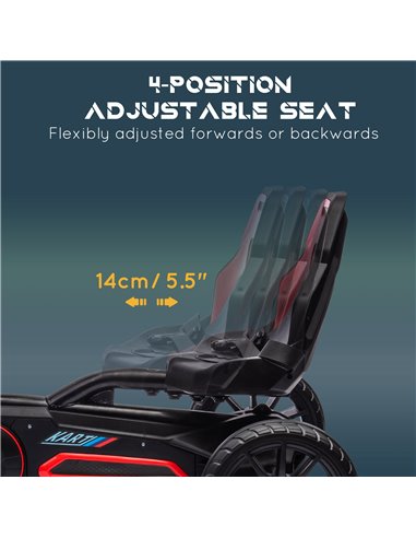 HOMCOM Children Pedal Go Kart, Kids Ride on Racer w/ Adjustable Seat, Shock Absorption EVA Tyres, Handbrake, for Kids Aged 3-8, 