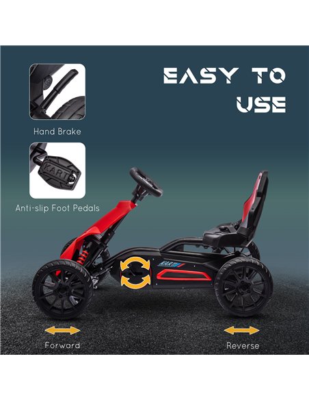 HOMCOM Children Pedal Go Kart, Kids Ride on Racer w/ Adjustable Seat, Shock Absorption EVA Tyres, Handbrake, for Kids Aged 3-8,  - pic 57333 | FastDaddyshop