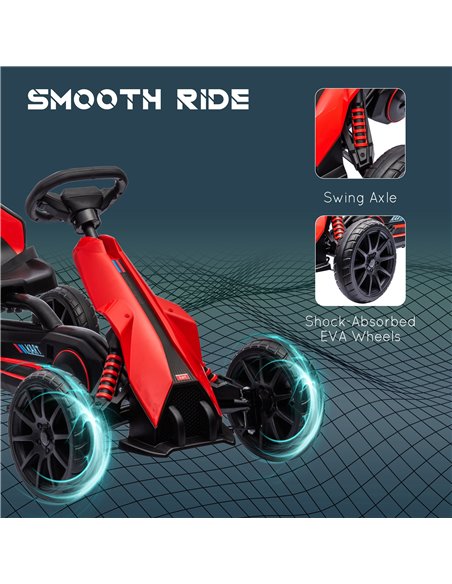 HOMCOM Children Pedal Go Kart, Kids Ride on Racer w/ Adjustable Seat, Shock Absorption EVA Tyres, Handbrake, for Kids Aged 3-8,  - pic 57334 | FastDaddyshop