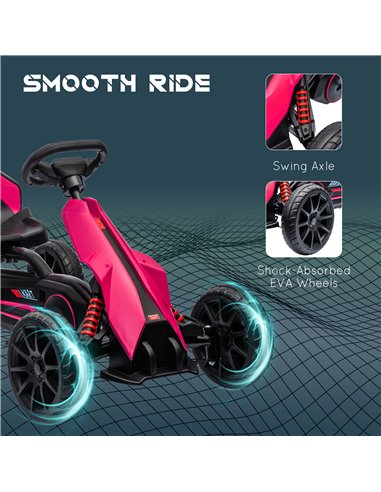 HOMCOM Children Pedal Go Kart, Kids Ride on Racer w/ Adjustable Seat, Shock Absorption EVA Tyres, Handbrake, for Kids Aged 3-8 Y