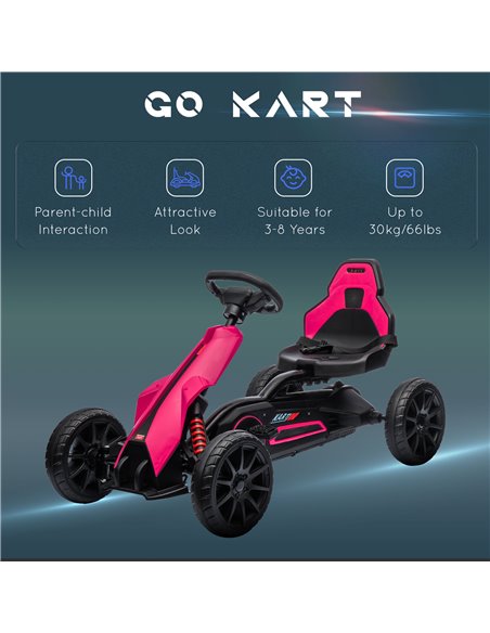 HOMCOM Children Pedal Go Kart, Kids Ride on Racer w/ Adjustable Seat, Shock Absorption EVA Tyres, Handbrake, for Kids Aged 3-8 Y - pic 57344 | FastDaddyshop