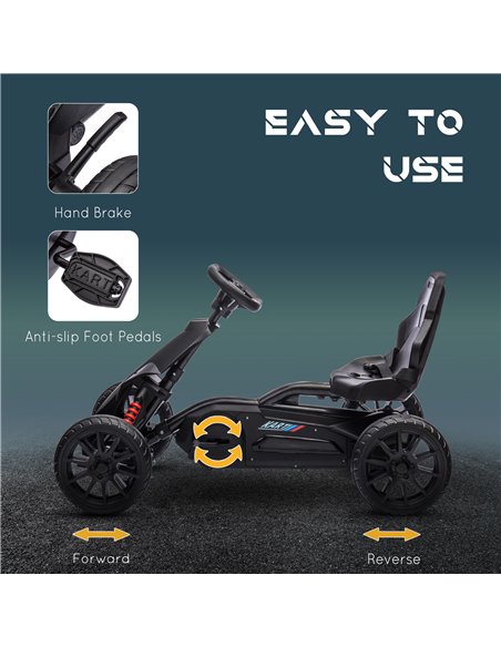 HOMCOM Children Pedal Go Kart, Kids Ride on Racer w/ Adjustable Seat, Shock Absorption EVA Tyres, Handbrake, for Kids Aged 3-8 3 - pic 57351 | FastDaddyshop
