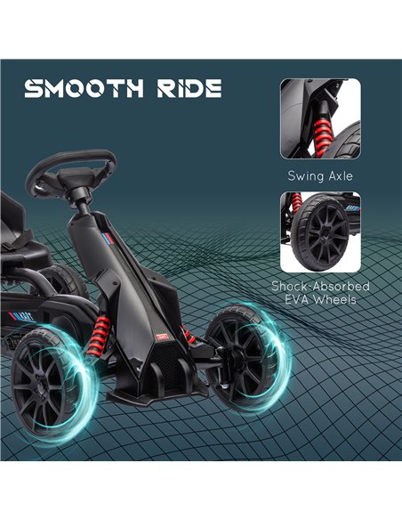 HOMCOM Children Pedal Go Kart, Kids Ride on Racer w/ Adjustable Seat, Shock Absorption EVA Tyres, Handbrake, for Kids Aged 3-8 3 - pic 57352 | FastDaddyshop