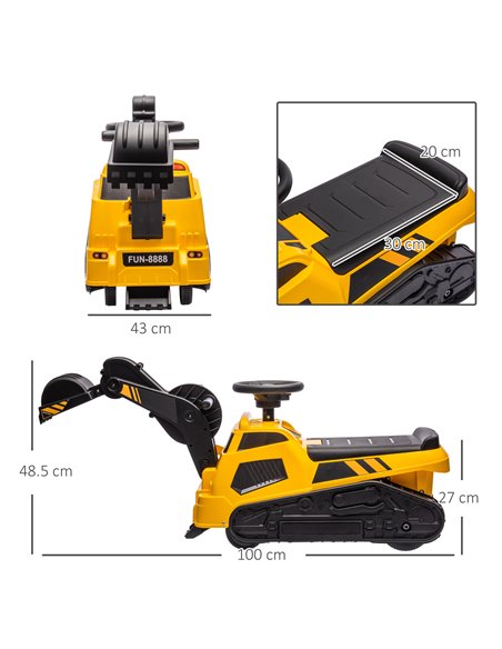 HOMCOM Ride on Tractor, 3 in 1 Ride on Excavator, Bulldozer, Road Roller, Pretend Play Construction No Power Truck w/ Music, for - pic 57358 | FastDaddyshop