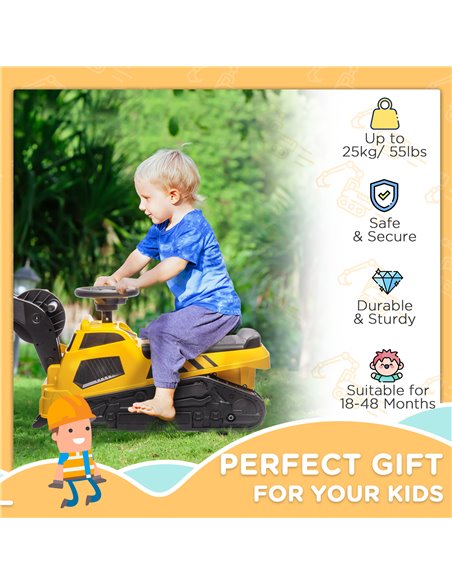HOMCOM Ride on Tractor, 3 in 1 Ride on Excavator, Bulldozer, Road Roller, Pretend Play Construction No Power Truck w/ Music, for - pic 57360 | FastDaddyshop