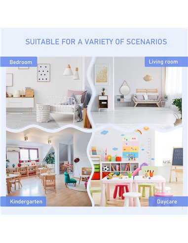 HOMCOM 4-Piece Kids Table Set with 2 Wooden Chairs, 1 Storage Bench, and Interesting Modern Design, Grey/White 312-001GY