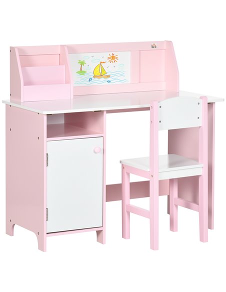 HOMCOM Kids Table and Chair Set Two-Piece Table and Chair Set, Pink 312-089V00PK - pic 57392 | FastDaddyshop