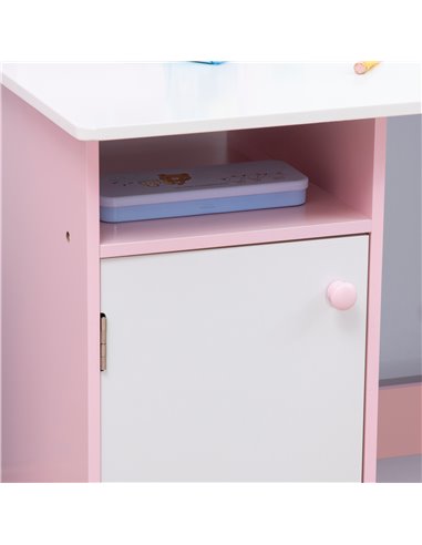 HOMCOM Kids Table and Chair Set Two-Piece Table and Chair Set Multi Use Toddler Furniture w/ Whiteboard - Pink 312-089V00PK