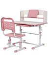 ZONEKIZ Height Adjustable Kids Study Table and Chair Set, Pink 312-106V80PK