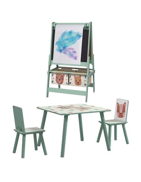 ZONEKIZ Kids Table and Chair Set and Kids Easel with Paper Roll, Green 312-P017 - pic 57410 | FastDaddyshop