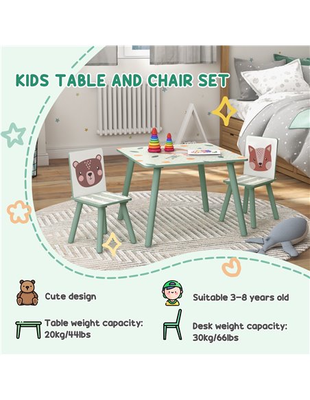 ZONEKIZ Kids Table and Chair Set and Kids Easel with Paper Roll, Storage Baskets, Kids Activity Furniture Set, Green 312-P017 - pic 57414 | FastDaddyshop