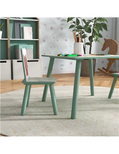 ZONEKIZ Kids Table and Chair Set and Kids Easel with Paper Roll, Storage Baskets, Kids Activity Furniture Set, Green 312-P017