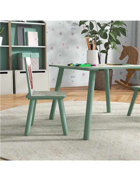 ZONEKIZ Kids Table and Chair Set and Kids Easel with Paper Roll, Storage Baskets, Kids Activity Furniture Set, Green 312-P017 - pic 57418 | FastDaddyshop