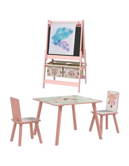 ZONEKIZ Multi-Activity Kids Table and Chair Set with Easel, Pink 312-P018 - pic 57419 | FastDaddyshop