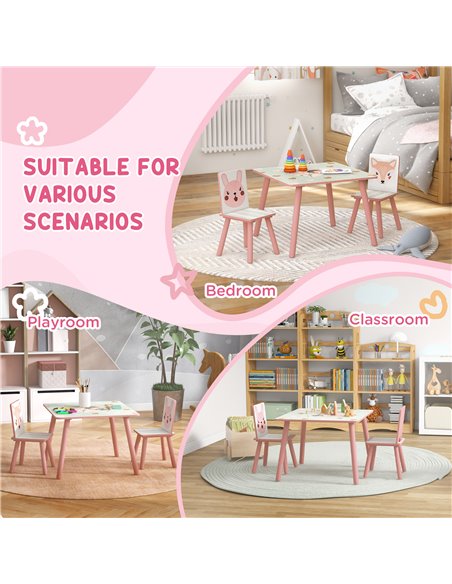 ZONEKIZ Multi-Activity Kids Table and Chair Set with Easel, Paper Roll, and Storage, Children's Furniture, Pink 312-P018 - pic 57425 | FastDaddyshop