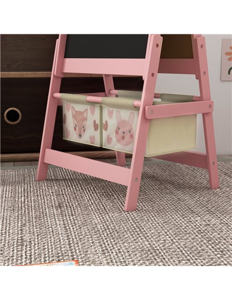 ZONEKIZ Multi-Activity Kids Table and Chair Set with Easel, Paper Roll, and Storage, Children's Furniture, Pink 312-P018 - pic 57426 | FastDaddyshop