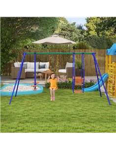Outsunny 3 in 1 Metal Kids Swing Set with Swing Glider Rocking Chair Orange 344-077V00OG 2