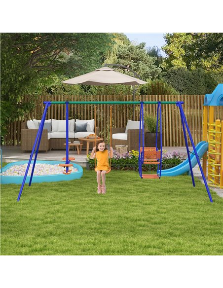 Outsunny 3 in 1 Metal Kids Swing Set with Swing Glider Rocking Chair Orange 344-077V00OG - pic 57429 | FastDaddyshop