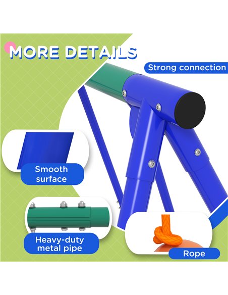 Outsunny 3 in 1 Metal Kids Swing Set with Swing Glider Rocking Chair Orange 344-077V00OG - pic 57434 | FastDaddyshop