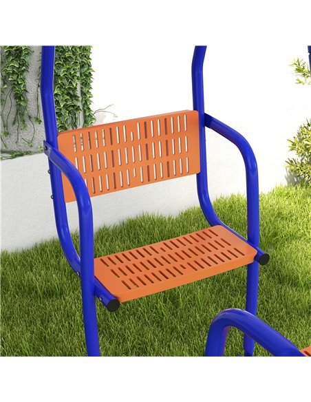 Outsunny 3 in 1 Metal Kids Swing Set with Swing Glider Rocking Chair Orange 344-077V00OG - pic 57436 | FastDaddyshop