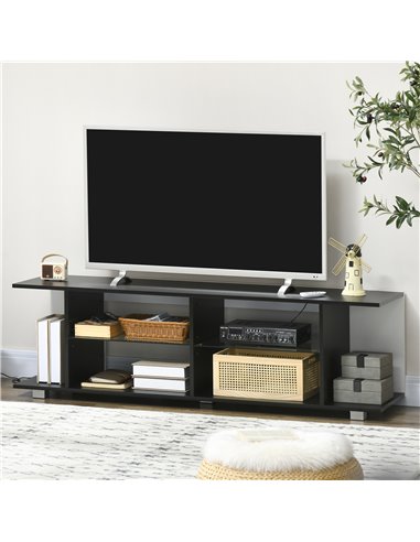 HOMCOM TV Stand, 145cm Modern TV Unit with Glass Shelves, RGB LED Light for 32 40 43 50 52 55 60 inch 4k TV, Black 839-715V70BK