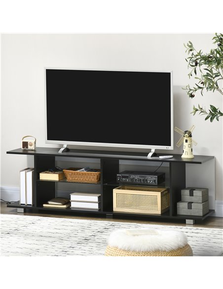 HOMCOM TV Stand, 145cm Modern TV Unit with Glass Shelves, RGB LED Light for 32 40 43 50 52 55 60 inch 4k TV, Black 839-715V70BK - pic 57452 | FastDaddyshop