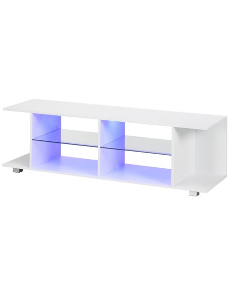 HOMCOM TV Stand, 145cm Modern TV Unit with RGB LED Light, White 839-715V70WT - pic 57455 | FastDaddyshop