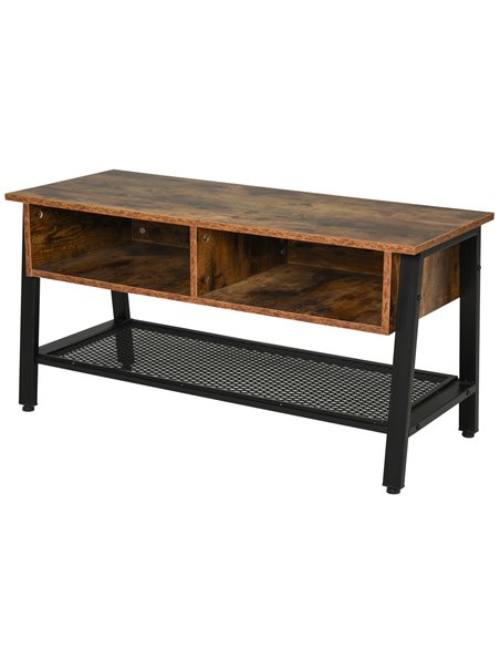 HOMCOM Rubber Wood 3-Tier TV Media Unit Black/Brown 833-795 - pic 57473 | FastDaddyshop
