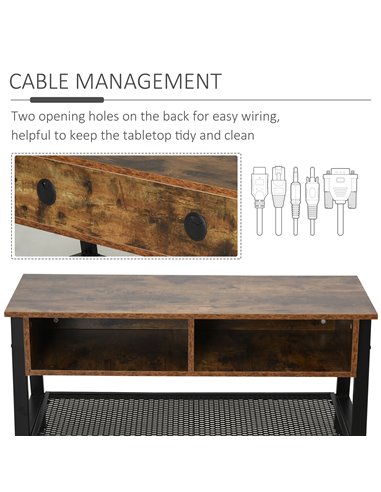 HOMCOM Rubber Wood 3-Tier TV Media Unit Black/Brown 833-795