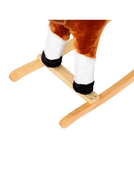 HOMCOM Children Child Kids Plush Rocking Horse with Sound Handle Grip Traditional Toy Fun Gift Brown - pic 5748 | FastDaddyshop