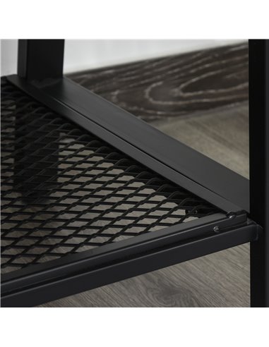HOMCOM Rubber Wood 3-Tier TV Media Unit Black/Brown 833-795