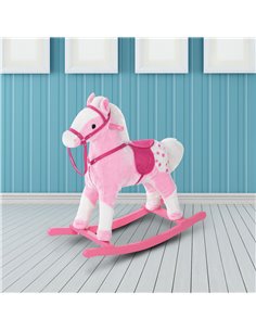 Homcom Childrens Plush Rocking Horse with Sound Pink 2