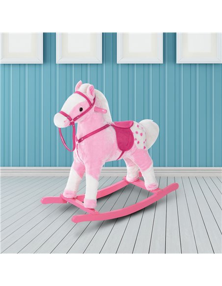 HOMCOM Childrens Plush Rocking Horse with Sound-Pink - pic 5749 | FastDaddyshop