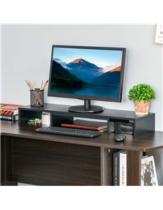Vinsetto Dual Monitor Stand Riser with Adjustable Length and Angle, Black 923-044 2