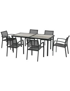 Outsunny 7 Pieces Garden Dining Set with Stackable Chairs, Grey 84G-284V01CG