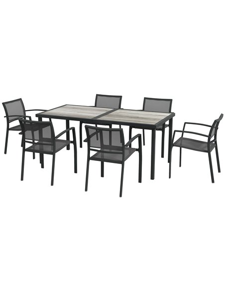 Outsunny 7 Pieces Garden Dining Set with Stackable Chairs, Grey 84G-284V01CG - pic 57518 | FastDaddyshop