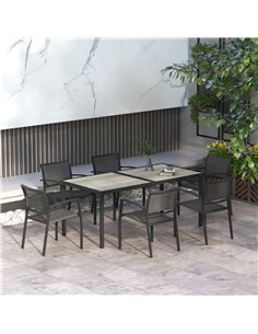 Outsunny 7 Pieces Garden Dining Set with Stackable Chairs, Grey 84G-284V01CG 2