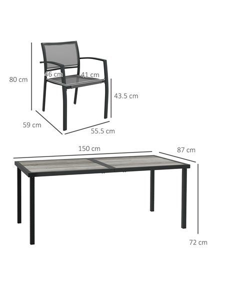 Outsunny 7 Pieces Garden Dining Set, Stackable Chairs, Outdoor Patio Dining Set, 6 Seater Outdoor Table and Chairs w/ Breathable - pic 57520 | FastDaddyshop