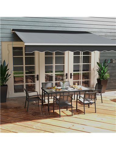 Outsunny 7 Pieces Garden Dining Set, Stackable Chairs, Outdoor Patio Dining Set, 6 Seater Outdoor Table and Chairs w/ Breathable
