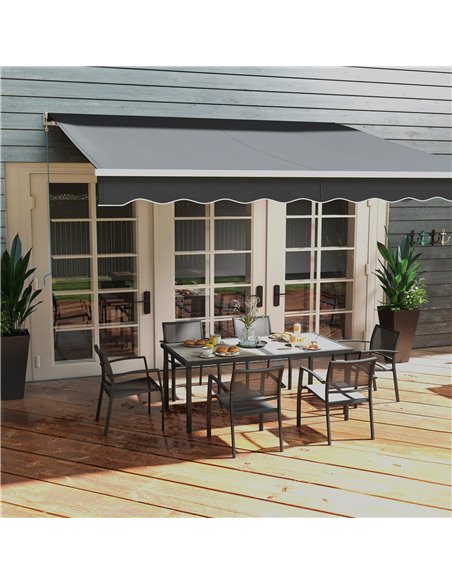 Outsunny 7 Pieces Garden Dining Set, Stackable Chairs, Outdoor Patio Dining Set, 6 Seater Outdoor Table and Chairs w/ Breathable - pic 57526 | FastDaddyshop