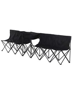 Outsunny 6-Seater Folding Steel Camping Bench w/ Cooler Bag Black 84B-382BK